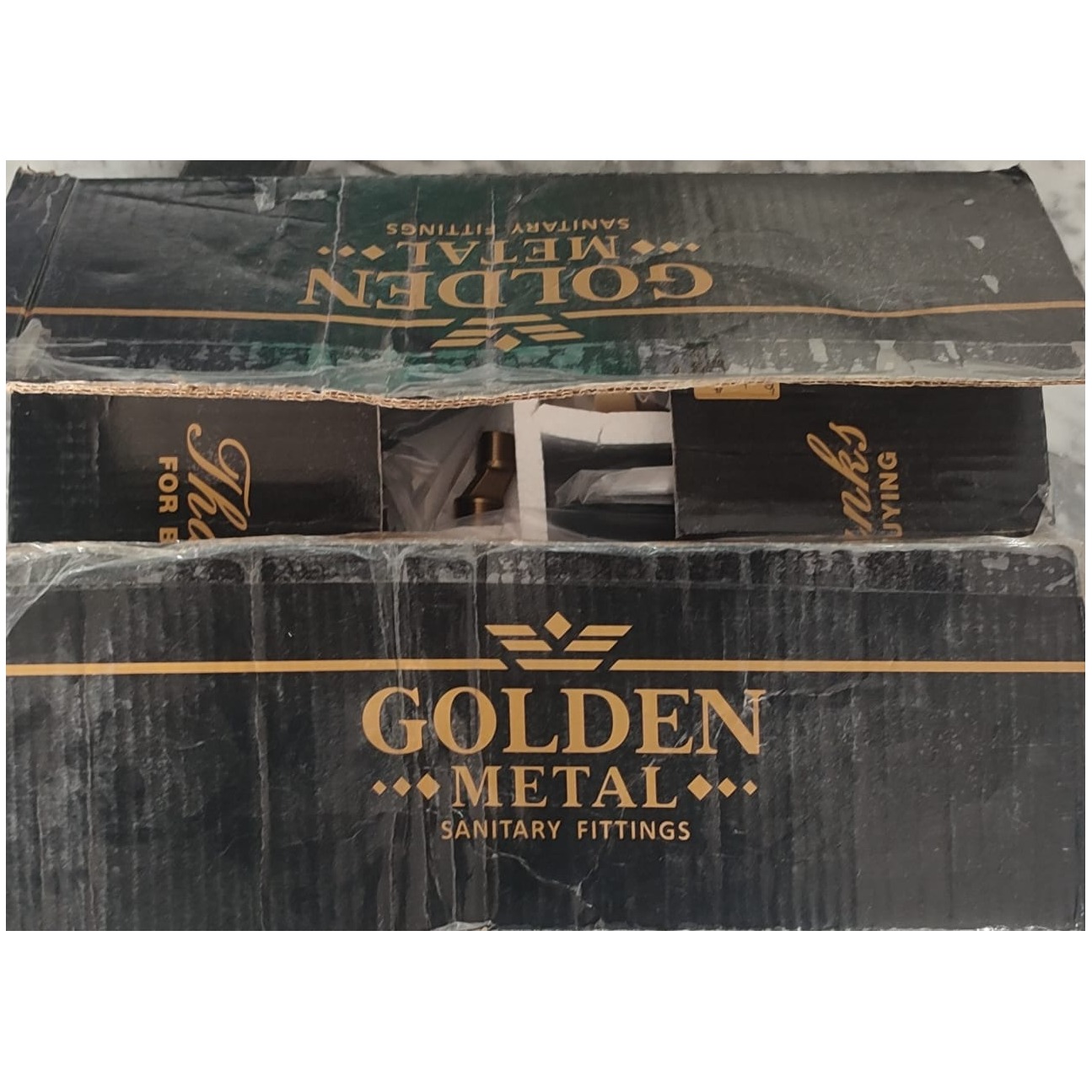 Bath Set Golden Metal Gold Lever Black